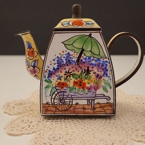 Vintage Enameled Miniature Teapot